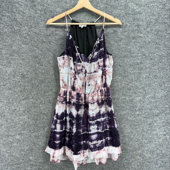 Lavender Brown Dress Women S Small Black Colorblock Sheath Short Tasseled V-Neck - Picture 1 of 7